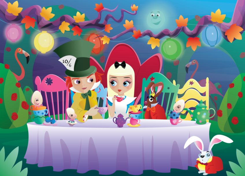 alice in wonderland and mad hatter tea party