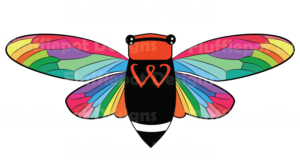 Vector cicada with rainbow coloured wings